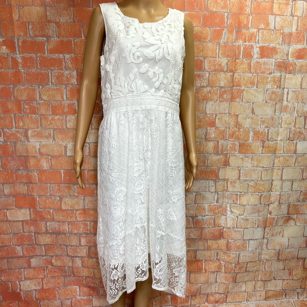 Reba White Lace Overlay Maxi Dress